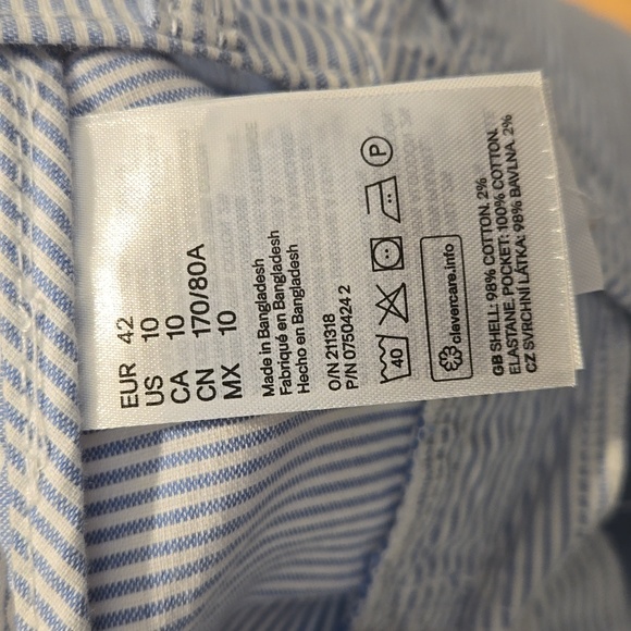 H&M ▪︎ Women's Mattress Ticking Blue & White Stripe Pants, Size 10, NWT - Picture 7 of 11